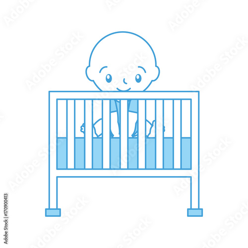 boy and cot baby shower furniture infant symbol vector illustration