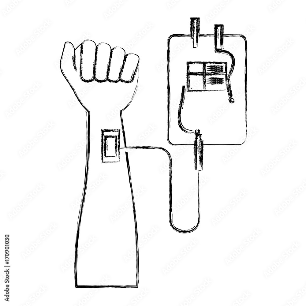 Fototapeta premium hand human with bag blood donation icon vector illustration design