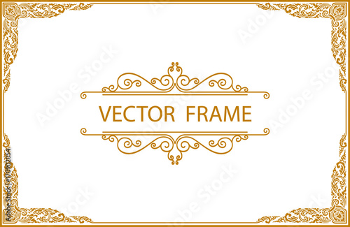 Gold border design, frame photo template, certificate template with luxury and modern pattern,diploma,Vector illustration
