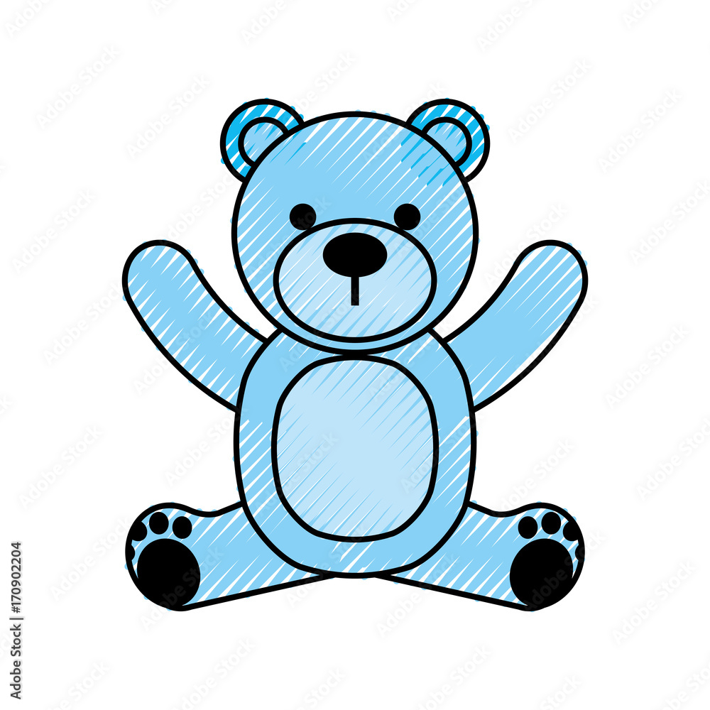 Fototapeta premium baby shower teddy boy toy animal vector illustration