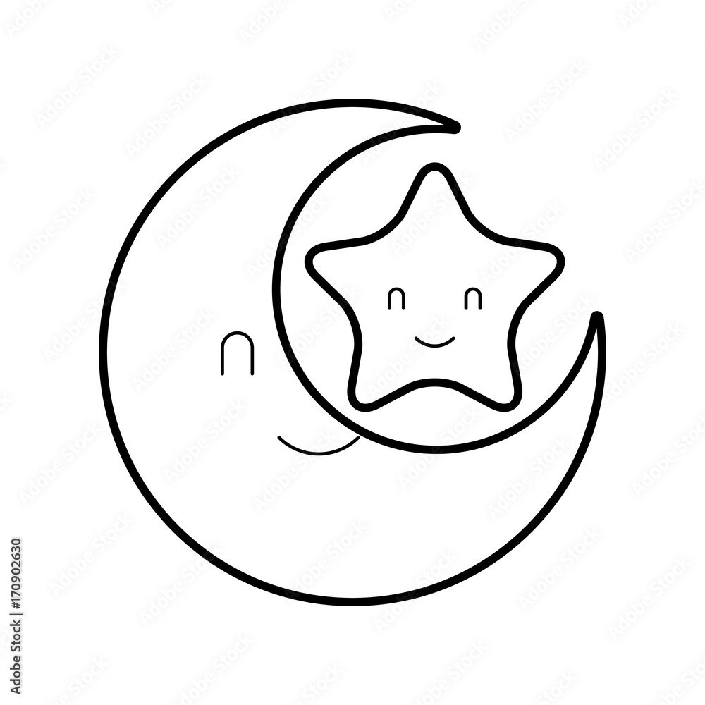 baby shower moon and star cartoon decoration vector illustration baby shower moon and star cartoon decoration vector illustration