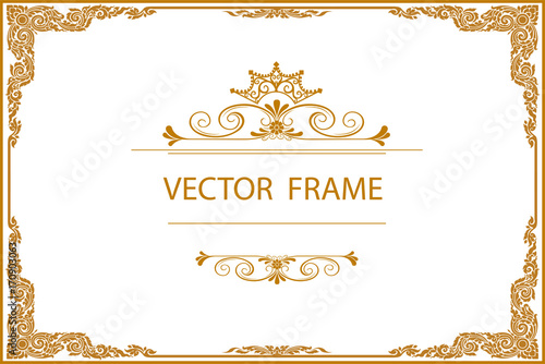 Gold border design, frame photo template, certificate template with luxury and modern pattern,diploma,Vector illustration