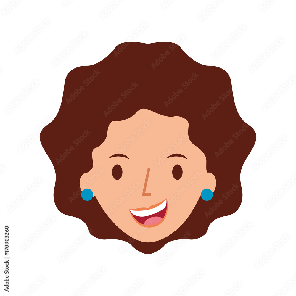 woman face smiling character with earrings vector illustration woman face smiling character with earrings vector illustration