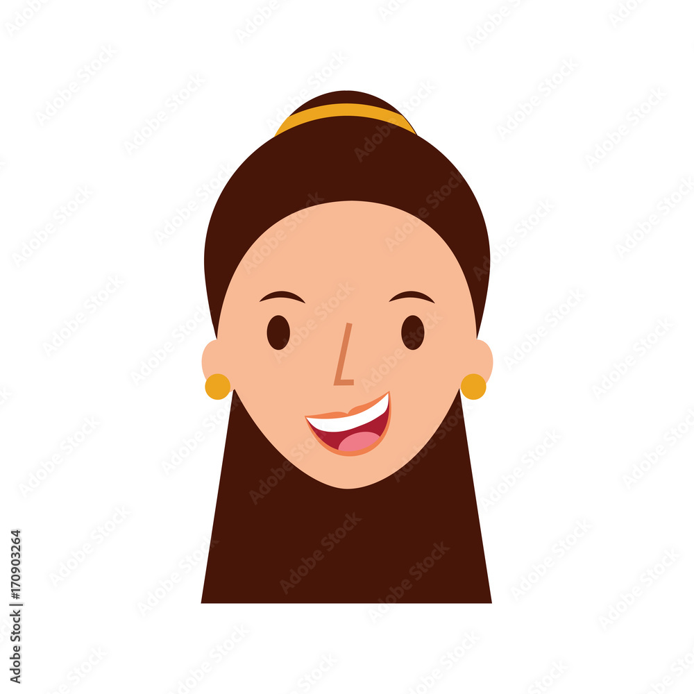 woman face smiling character with earrings vector illustration woman face smiling character with earrings vector illustration