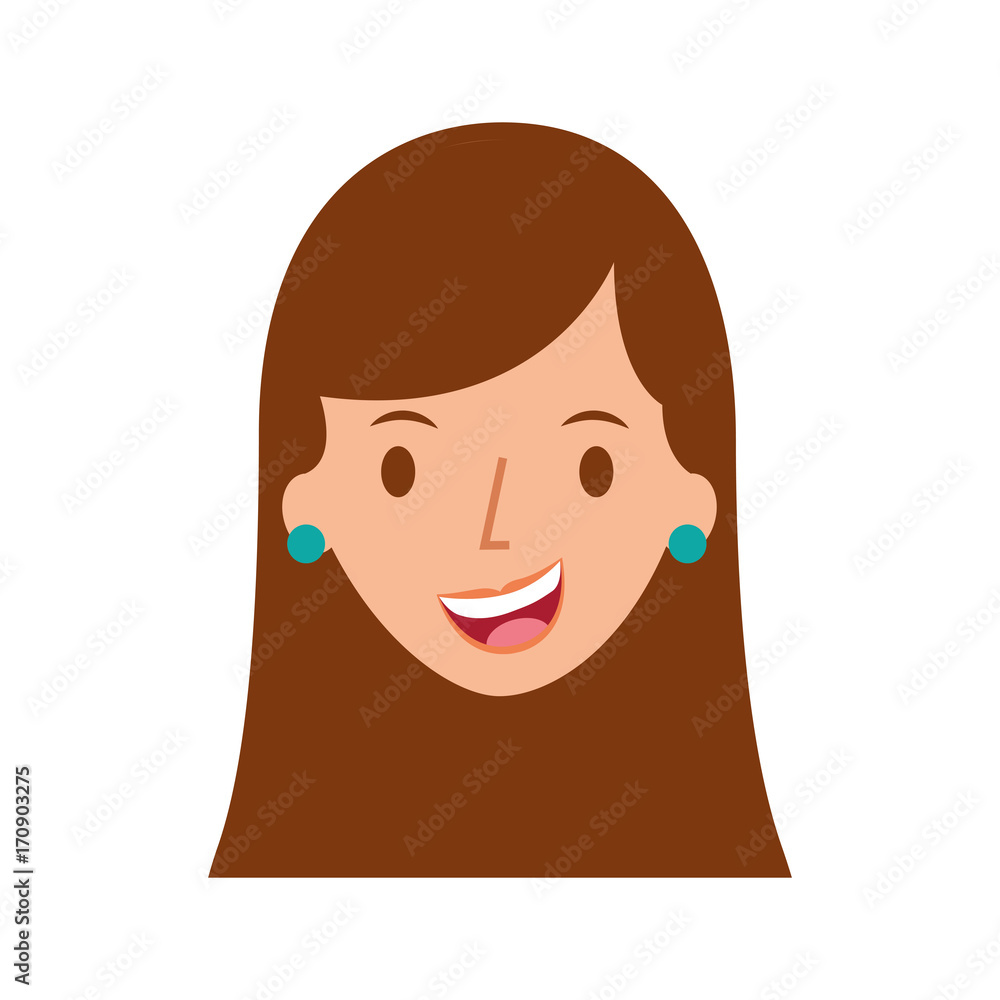 woman face smiling character with earrings vector illustration