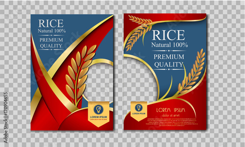 Rice Thailand food Logo Products and Fabric Background Thai Arts,  banner and poster template design rice food.