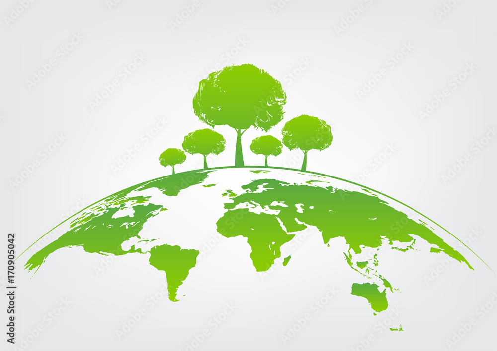Green tree on earth for ecology friendly concept and World environment and sustainable development concept - obrazy, fototapety, plakaty 