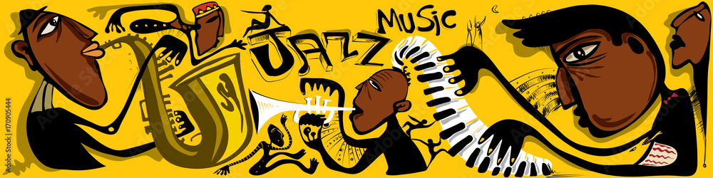 Fototapeta premium Abstract Jazz Horizontal Banner (Vector Art)