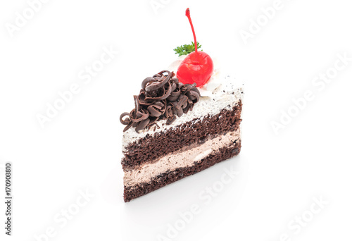 Фотография black forest cake on white background