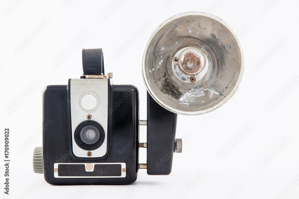 Foto Antique camera isolated on white background