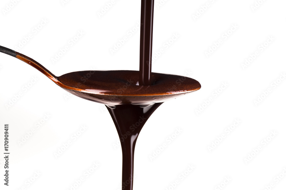 Spoonful of the chocolate on the white background Spoonful of the chocolate on the white background