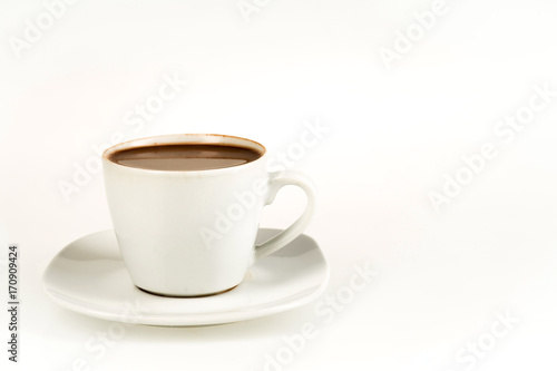 Cup of the chocolate on the white background