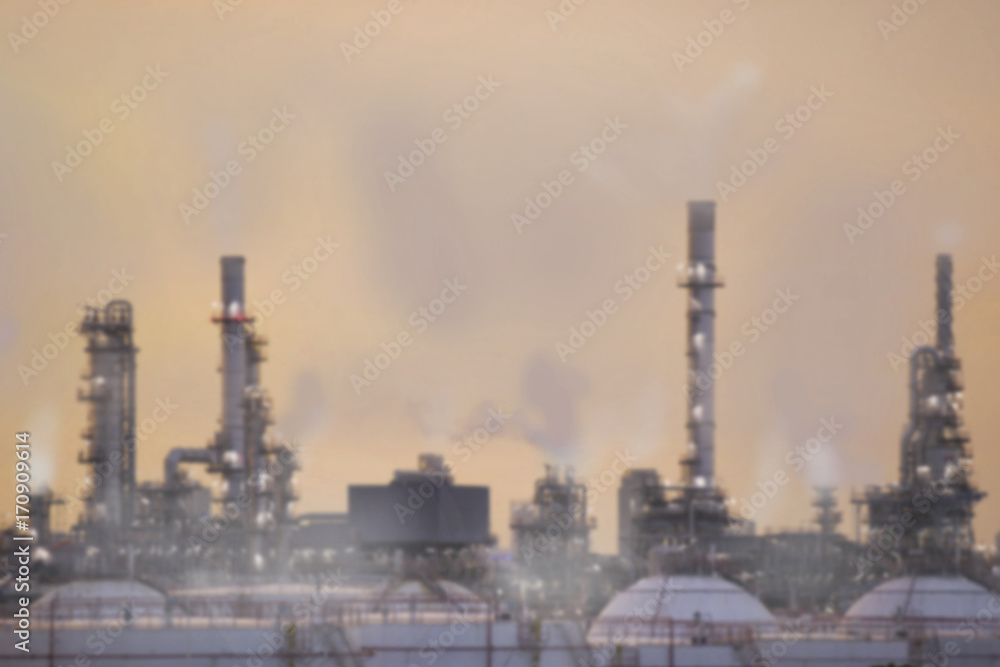 Abstract blurred oil refinery pollution background.