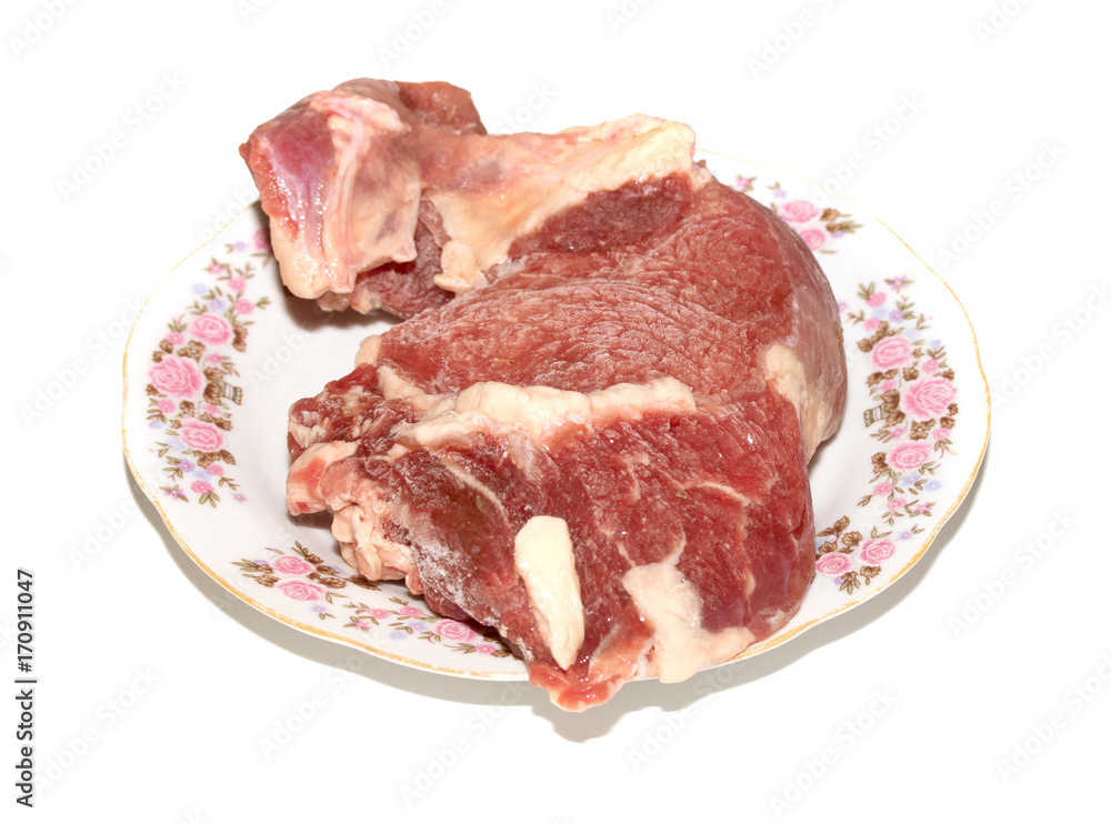 frozen meat on a plate frozen meat on a plate