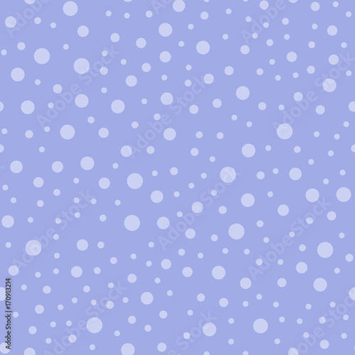 Light polka dots seamless pattern on purple background. Pleasant classic light polka dots textile pattern in restrained colours. Seamless scattered confetti fall chaotic decor. Vector illustration.