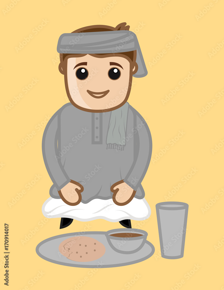 Happy Man with Food Vector Happy Man with Food Vector
