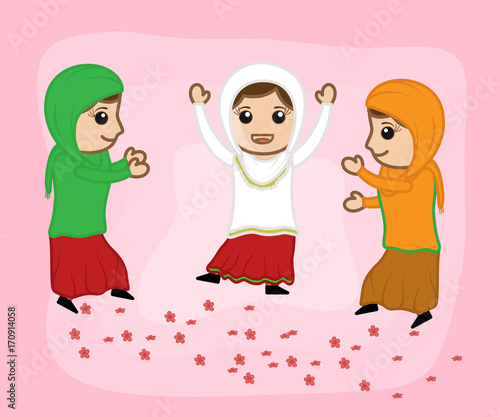 Cartoon Happy Woman Dancing
