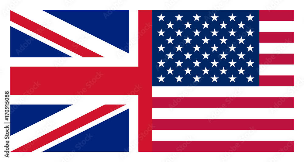 Flag of Uinted Kingdom and United States of America, Vector flag ...