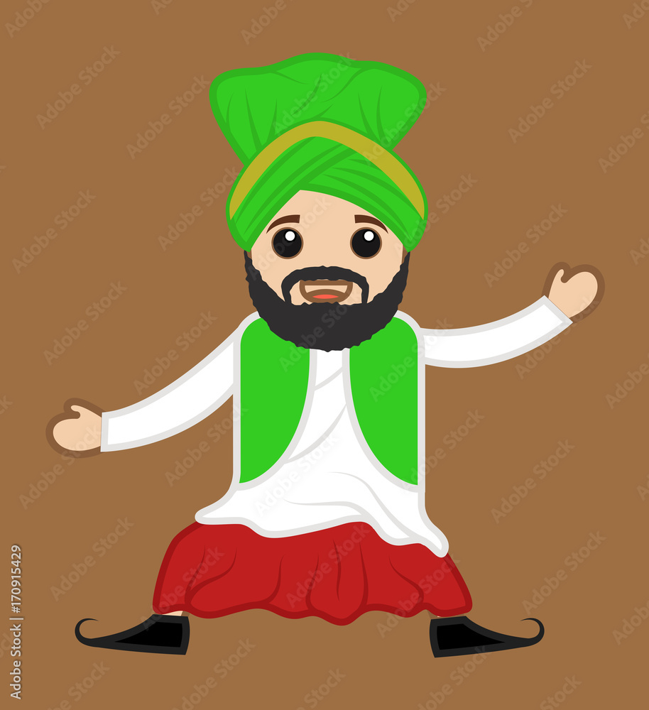 Dancing Cartoon Sardar in Baisakhi Stock Vector | Adobe Stock