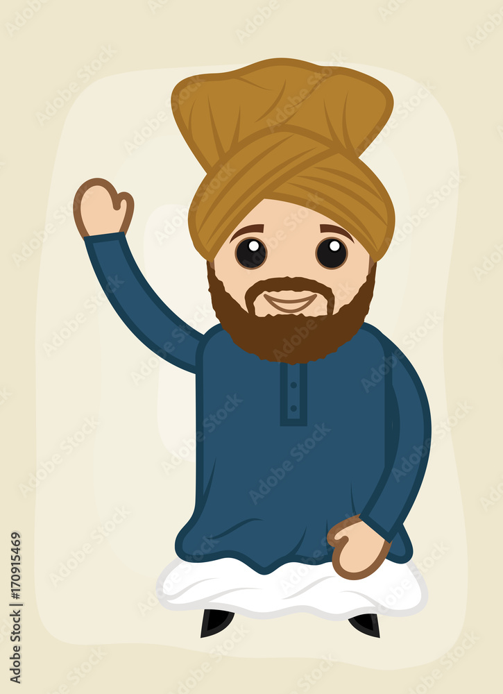 Happy Cartoon Sardar Hand Gesture Happy Cartoon Sardar Hand Gesture