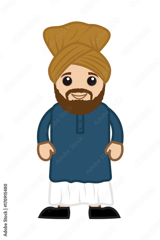 Happy Cartoon Farmer Sardar Character Happy Cartoon Farmer Sardar Character
