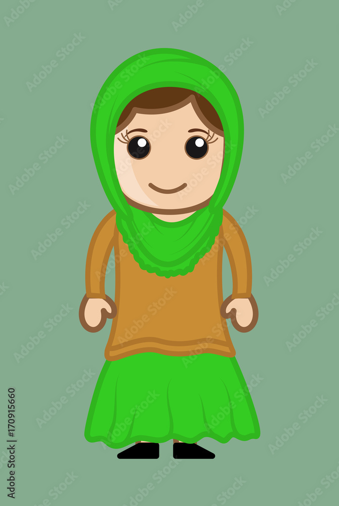 Cute Cartoon Punjabi Girl Stock Vector | Adobe Stock