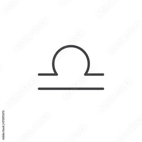 Libra zodiac sign line icon, outline vector sign, linear style pictogram isolated on white. Astrology symbol, logo illustration. Editable stroke.
