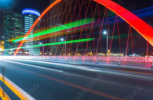 Canvas Print Tianjin Dagu bridge road landscape,night,China.