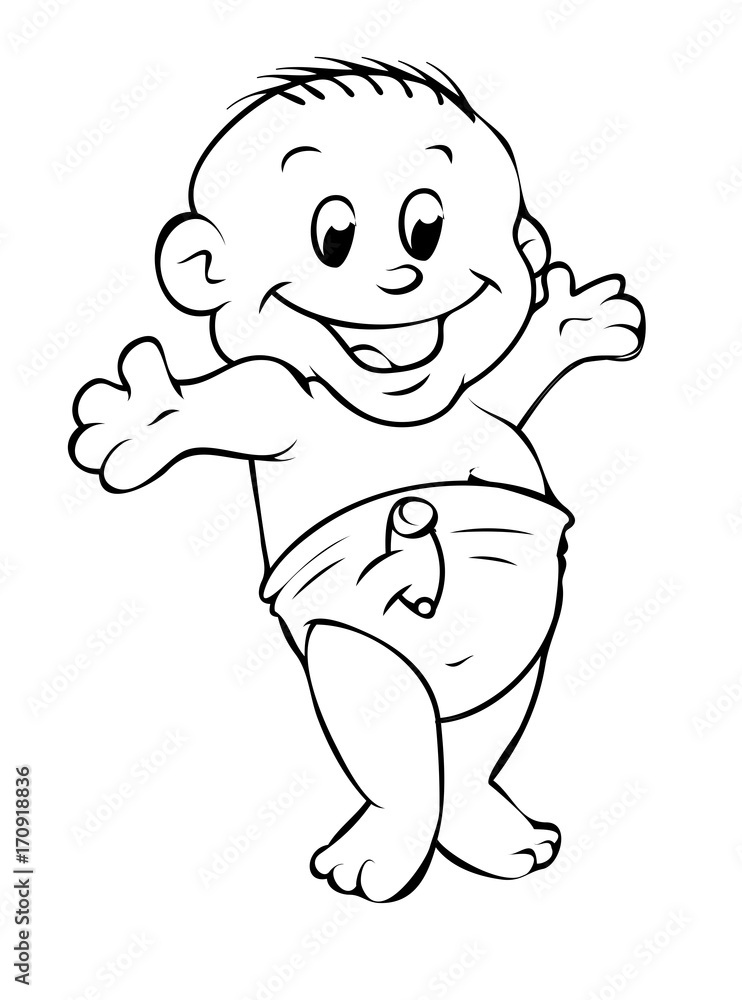 Joyful Baby Drawing Vector Joyful Baby Drawing Vector