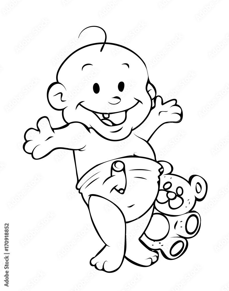 Playing Baby Drawing Vector Playing Baby Drawing Vector