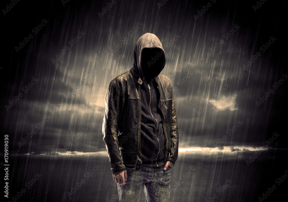 Anonymous terrorist in hoodie at night Anonymous terrorist in hoodie at night