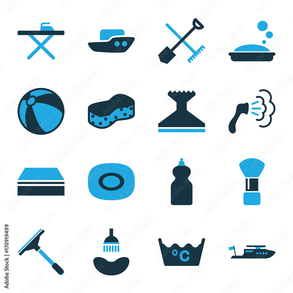 Set of 16 water bi-color icons Set of 16 water bi-color icons