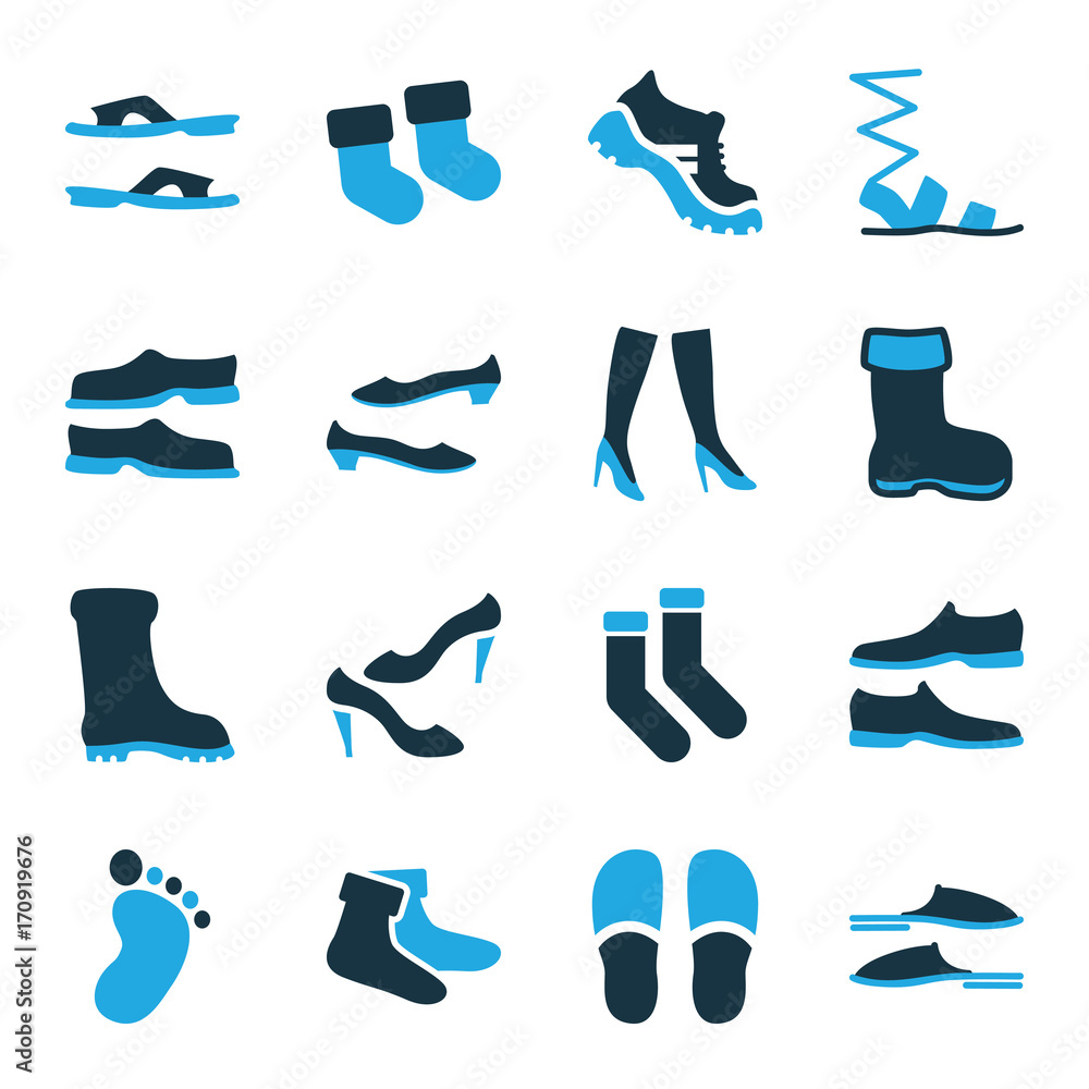 Obraz premium Set of 16 foot bi-color icons