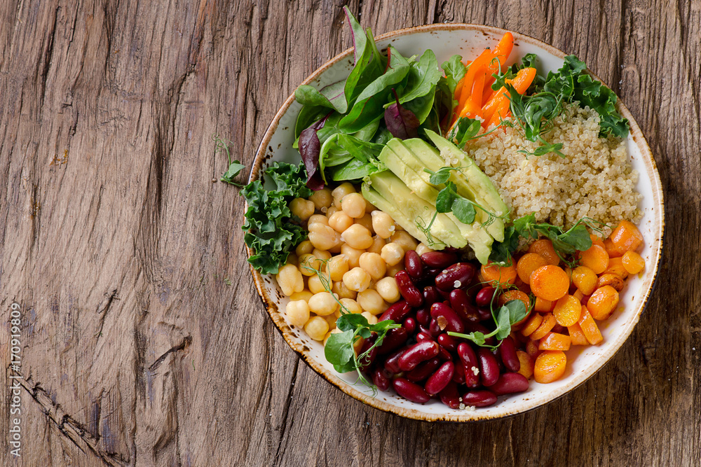 Vegetarian Buddha bowl with quinoa and chickpea