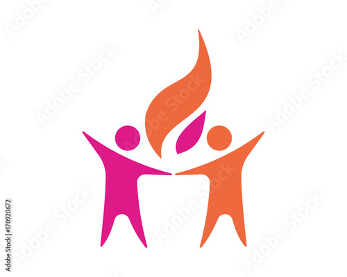 unity fire human shape figure character icon image vector