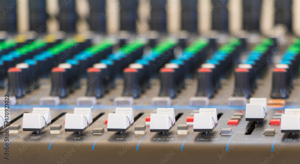 Fototapeta premium sound mixer control select focus with shallow depth of field