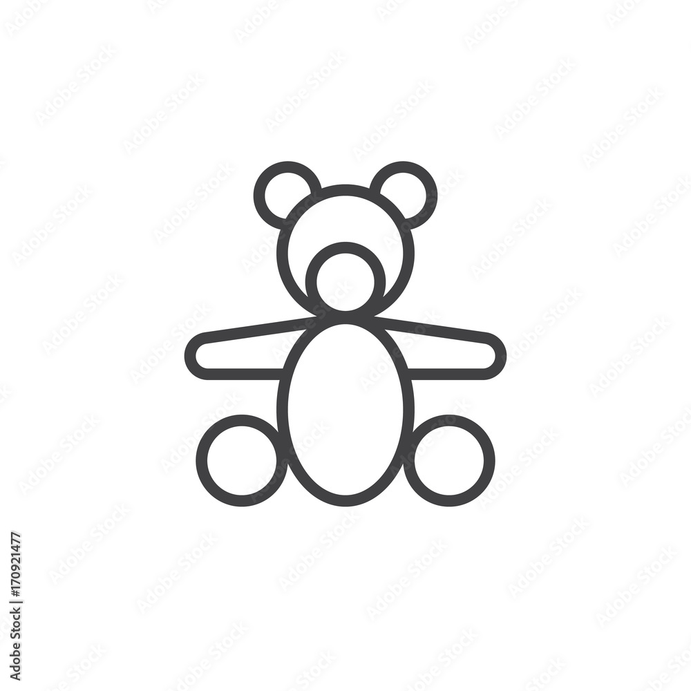 Teddy bear line icon, outline vector sign, linear style pictogram isolated on white. Symbol, logo illustration. Editable stroke Teddy bear line icon, outline vector sign, linear style pictogram isolated on white. Symbol, logo illustration. Editable stroke