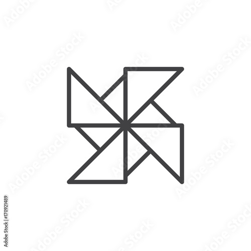 Pinwheel line icon, outline vector sign, linear style pictogram isolated on white. Symbol, logo illustration. Editable stroke