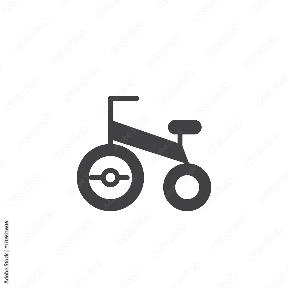 Baby bicycle icon vector, filled flat sign, solid pictogram isolated on white. Symbol, logo illustration Baby bicycle icon vector, filled flat sign, solid pictogram isolated on white. Symbol, logo illustration