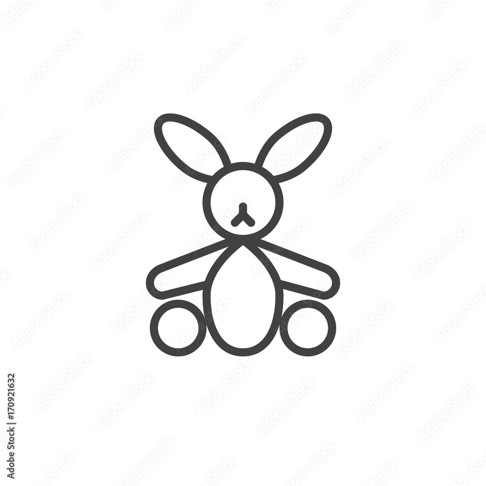 Stuffed bunny line icon, outline vector sign, linear style pictogram isolated on white. Easter symbol, logo illustration. Editable stroke Stuffed bunny line icon, outline vector sign, linear style pictogram isolated on white. Easter symbol, logo illustration. Editable stroke