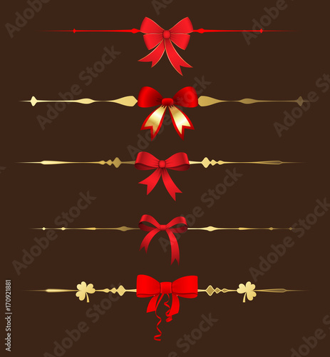 Ribbon Bow Christmas Separators Vectors