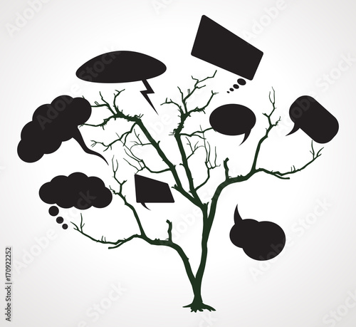 Speech Bubbles thoughts concept Shapes Tree Vector