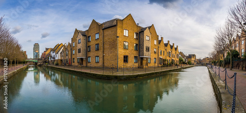 Photography London, England - Panoramic view of the Ornamental Canal at St Katharine's & Wap