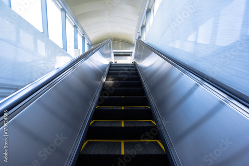 Low angle view Of escalator in subway station,shanghai,china.