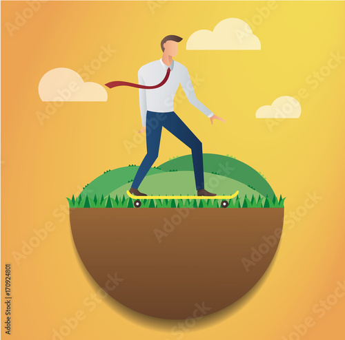 businessman on skateboard at the park vector 