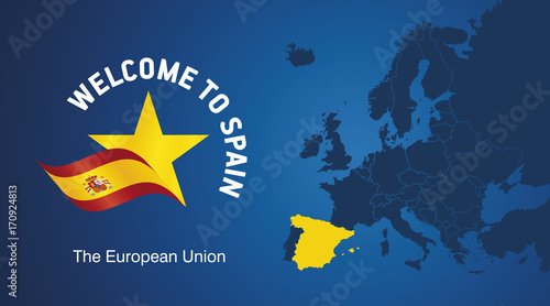 Welcome to Spain EU map banner logo icon