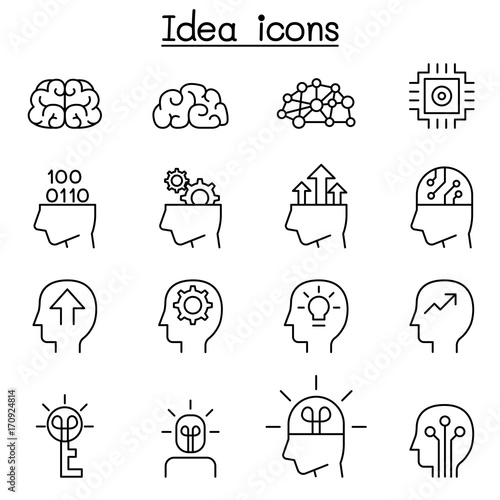 Idea & Creative icon set in thin line style