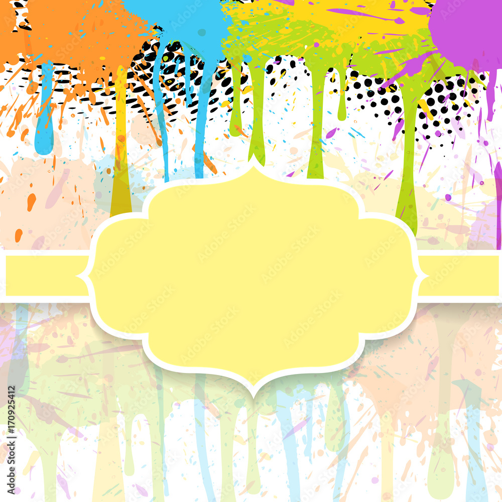 Obraz premium Scrap-booking style background - Colorful Splashes Label Banner