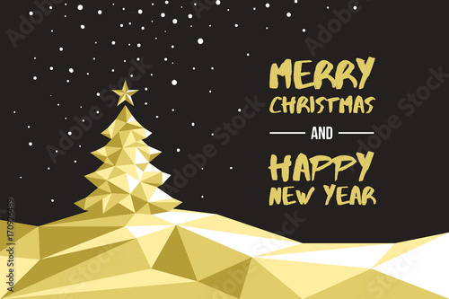 winterliche Weihnachtskarte Polygon gold