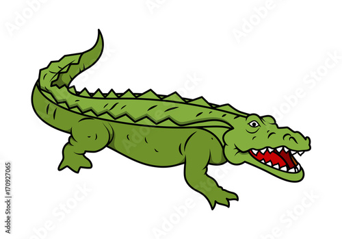 Cartoon Scary Crocodile - handmade clip-art vector 